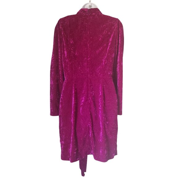 Shoshanna Caroline Mini Dress  Velvet Long Sleeves V Neck Bow Size 6 - Picture 8 of 8